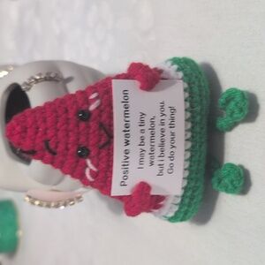 Positive Watermelon Affirmation Crochet Figurine